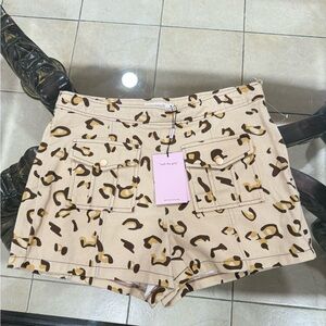 Avec Les Filles Tan and Brown Camo Women Shorts